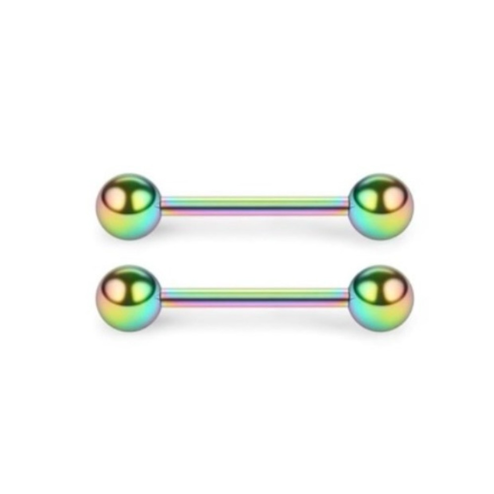 Stainless Steel Holographic Straight Barbell Jewelry with Balls